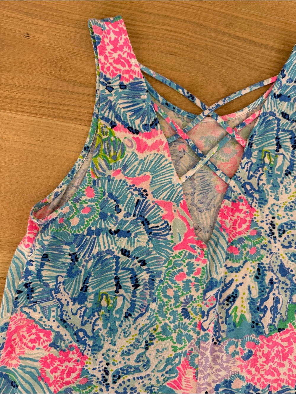 Lilly Pulitzer Vibrant Coral Reef Women’s Tank Top - Blue, Pink, Green size s - Picture 10 of 15